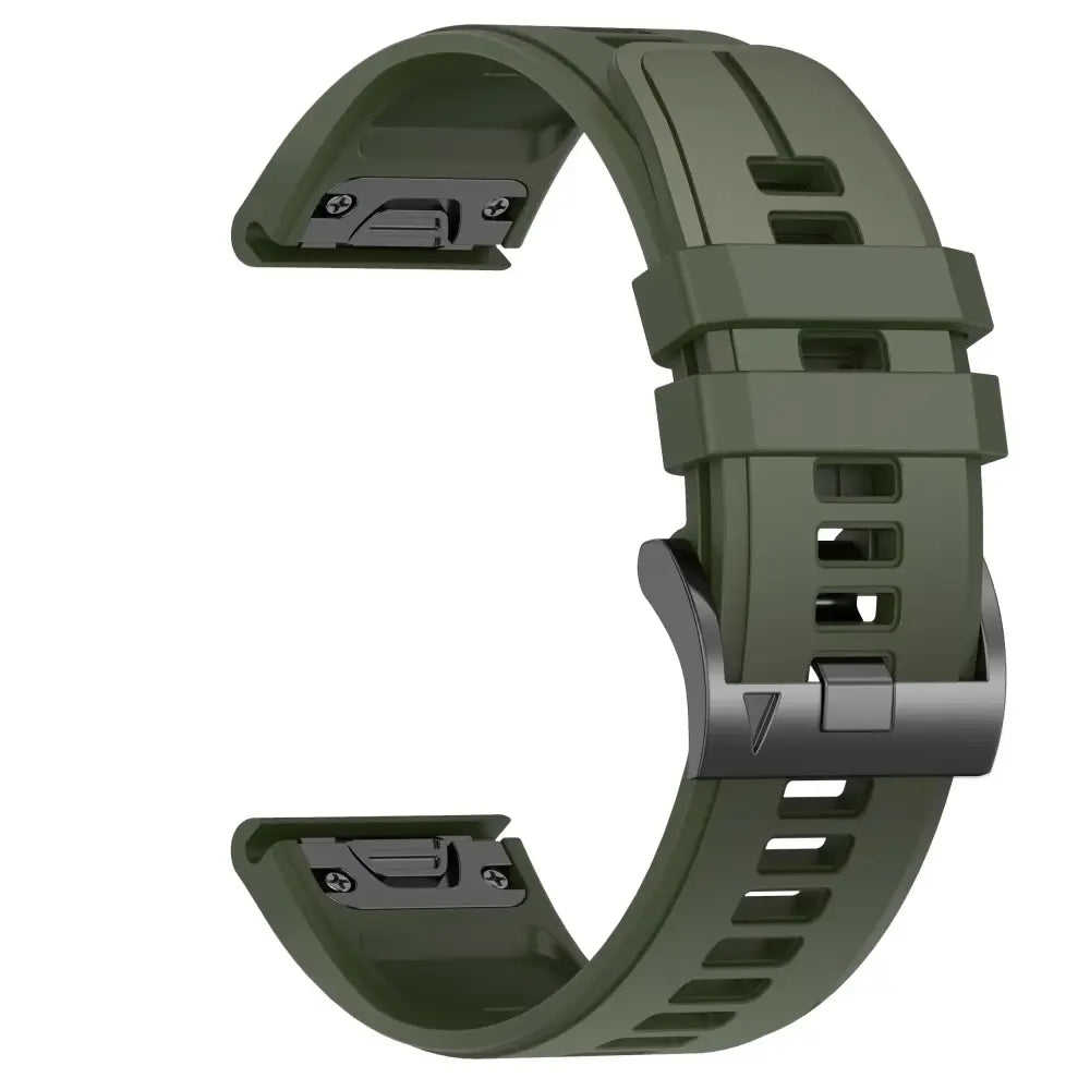 Quickfit Silicone Strap for the Garmin Watch Series (available of various range of models and 46 colours) - style2 Army