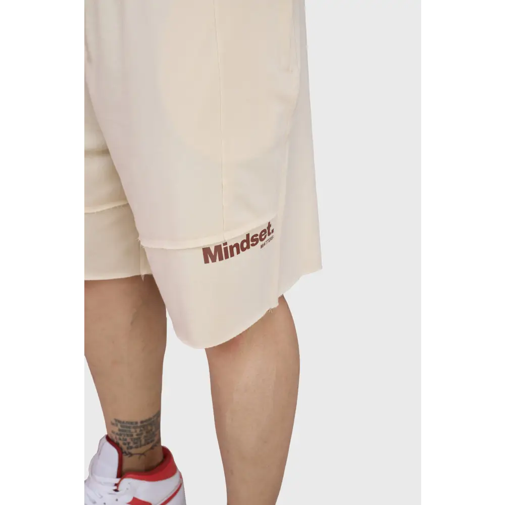 Raw Edge Oversized Shorts Beige - Shorts