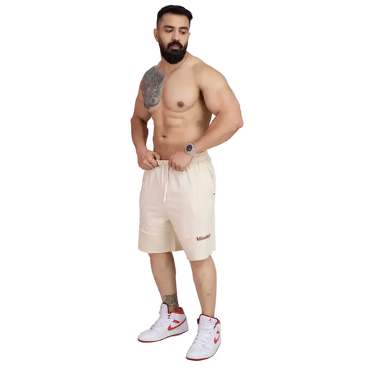 Raw Edge Oversized Shorts Beige - Shorts