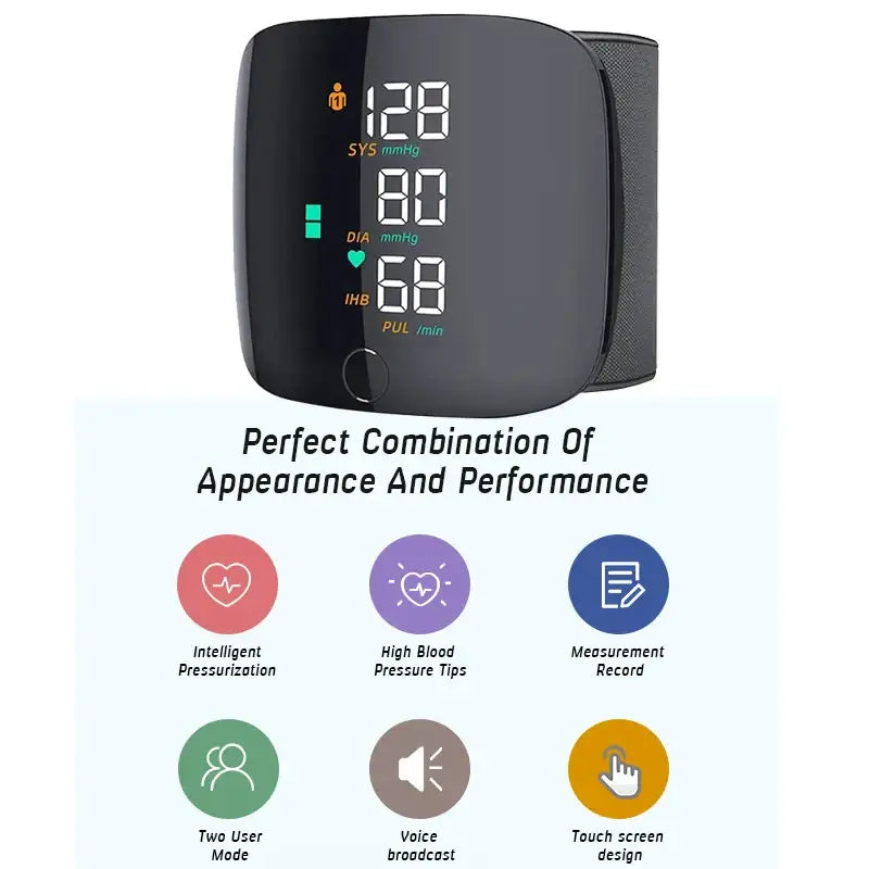Rechargeable Digital Wrist Blood Pressure Monitor - Black / Blood Pressure Monitor - HBC