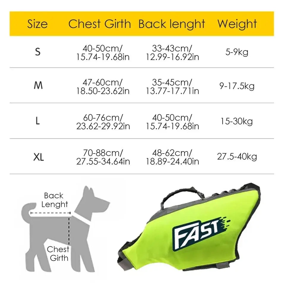 Reflective Dog Life Jacket – Adjustable Summer Swimming Vest - SS