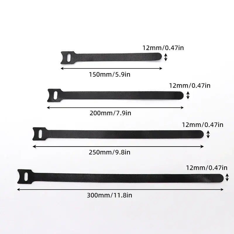 Releasable Cable Ties Wire Organizer Black 15 20 25 30cm Nylon Hook Loop Straps Wrap Zip Bundle Bandage Tie Plastics