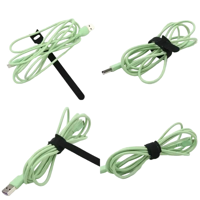 Releasable Cable Ties Wire Organizer Black 15 20 25 30cm Nylon Hook Loop Straps Wrap Zip Bundle Bandage Tie Plastics