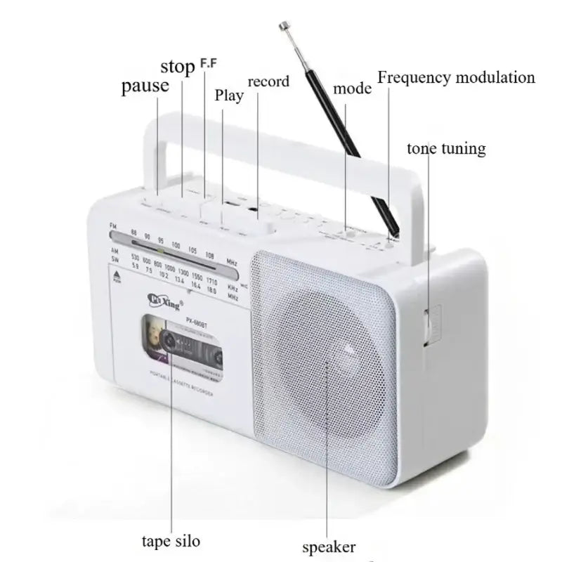 Retro Cassette Player with Bluetooth Radio - PX-680BT / Bluetooth Radio - SS