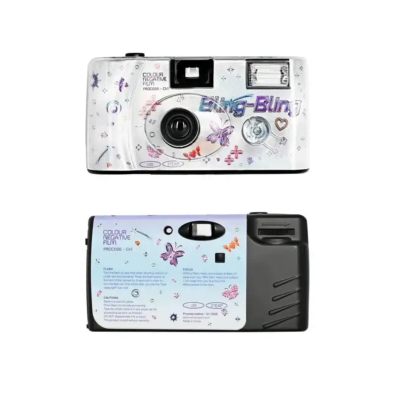 Retro Disposable 135 Film Camera 18/27 Exposures Rainbow/Glitter/Butterfly Options Built-In Flash Travel Atmosphere