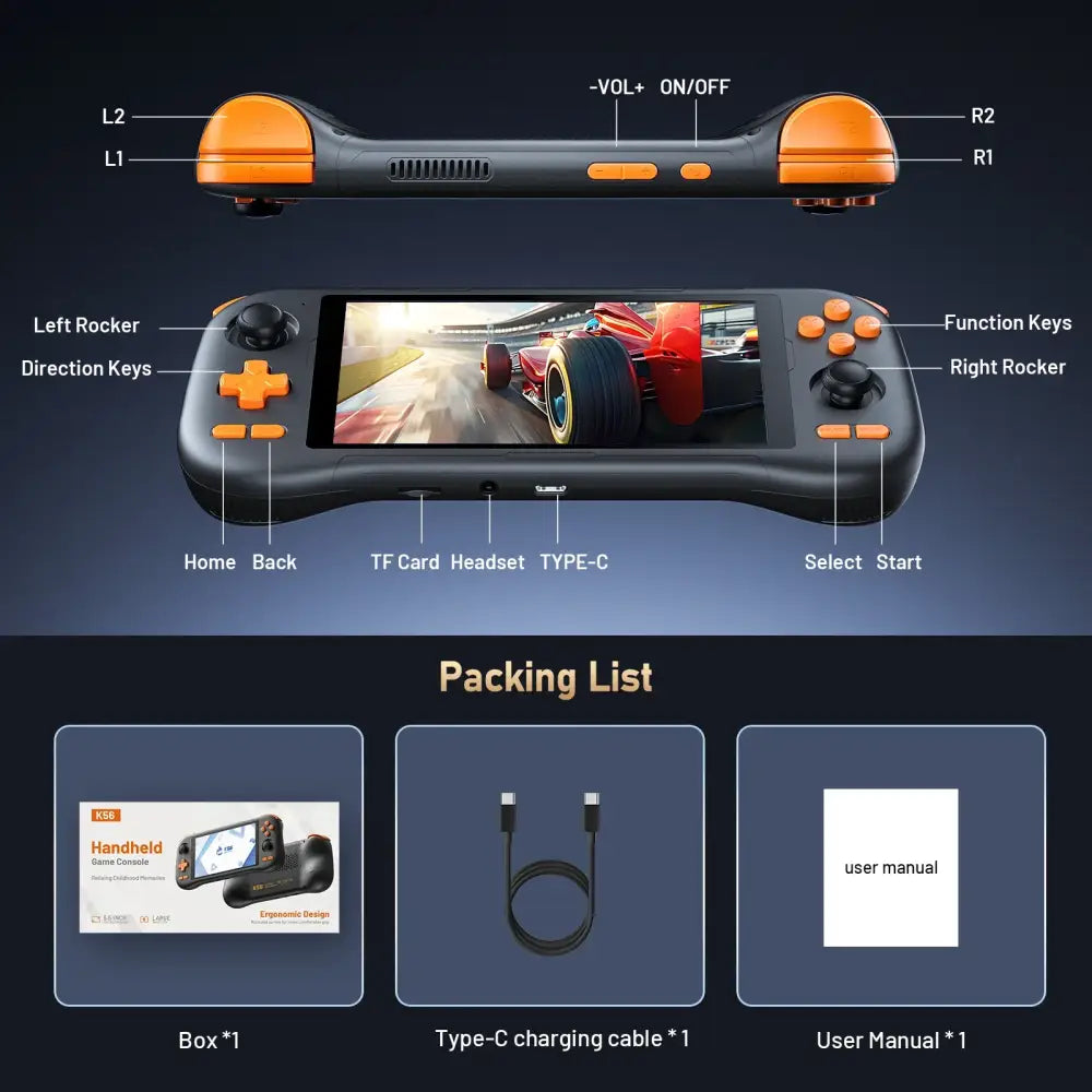 Retro Handheld Console – 5.5’’ Touchscreen Android 14 Rechargeable Battery - 9eight5