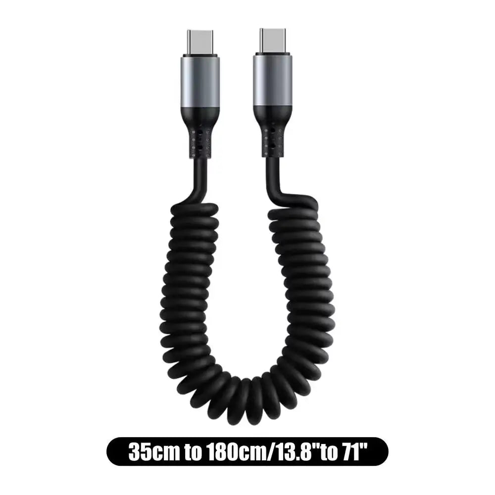 Revolutionary Spiral Stretchable USB-C Data Cable: Fast Charging and Versatile Length for All Type-C Devices - USB-C
