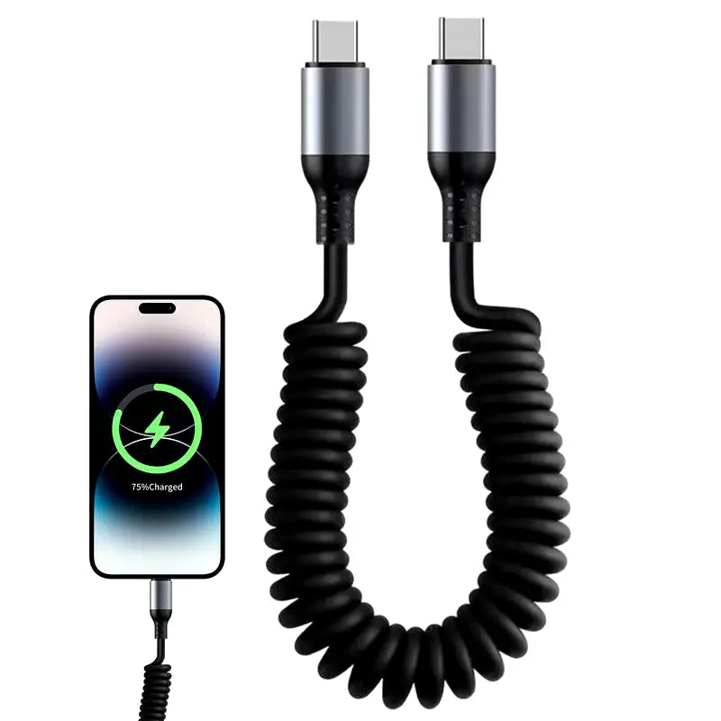 Revolutionary Spiral Stretchable USB-C Data Cable: Fast Charging and Versatile Length for All Type-C Devices