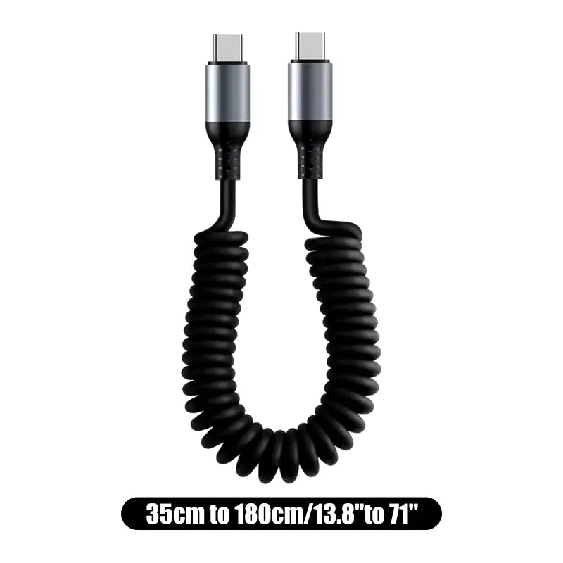Revolutionary Spiral Stretchable USB-C Data Cable: Fast Charging and Versatile Length for All Type-C Devices