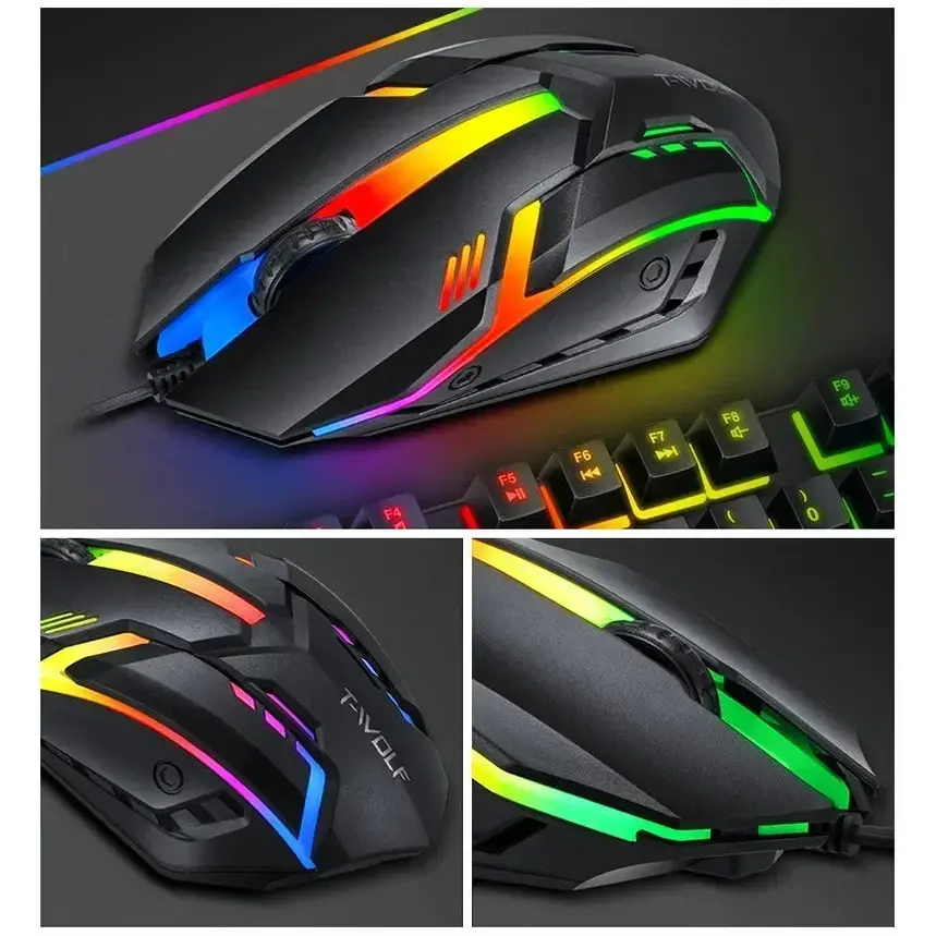 RGB Gaming Keyboard and Mouse Kit Backlit USB Wired Computer Keyboard and Mouse Combo 104 Keycaps for Pc Gamer Laptop