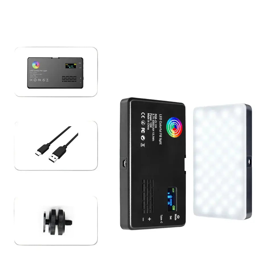 RGB LED Camera Light Panel for Vlog & DSLR - Black - SS