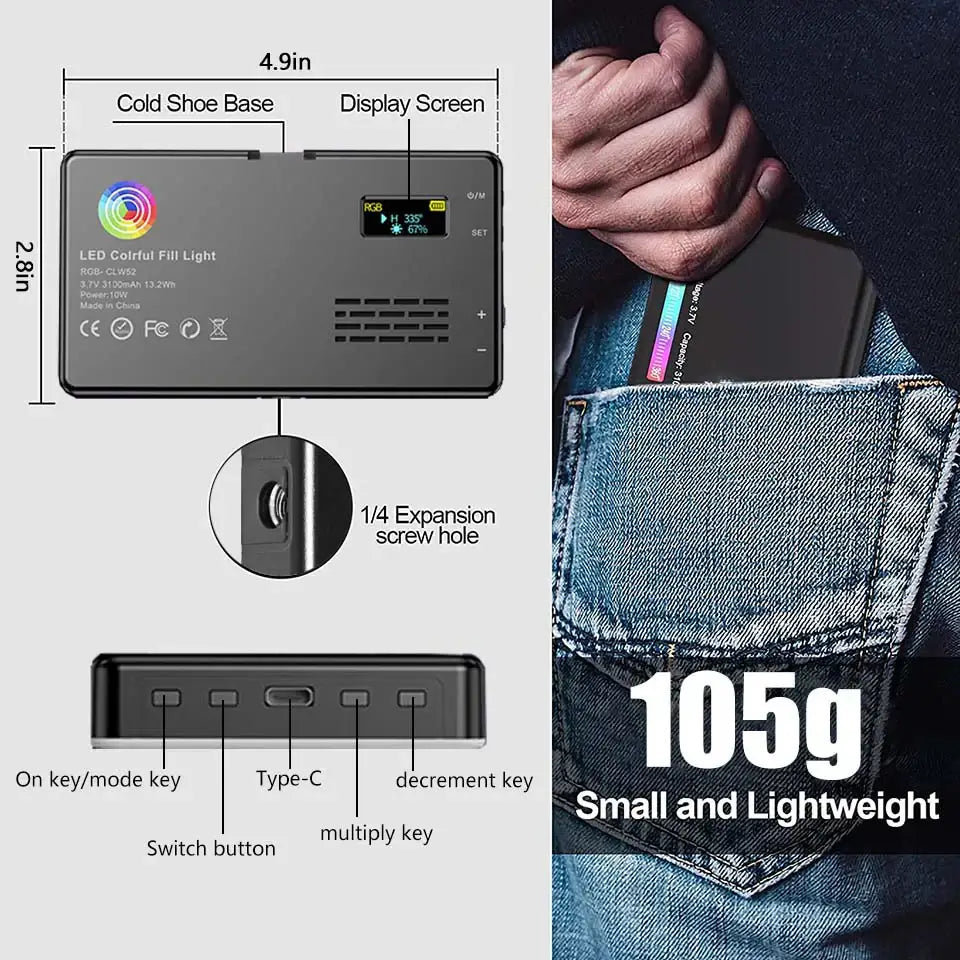RGB LED Camera Light Panel for Vlog & DSLR - SS