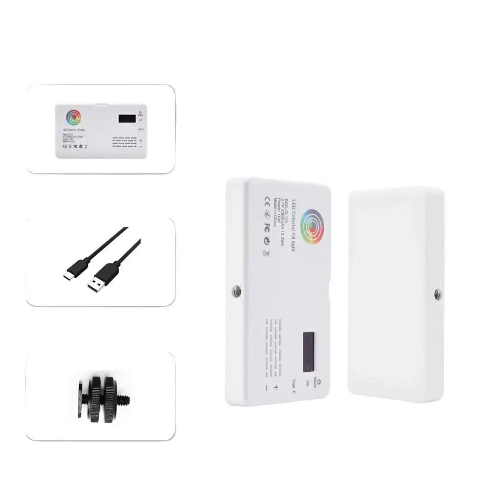RGB LED Camera Light Panel for Vlog & DSLR - White - SS