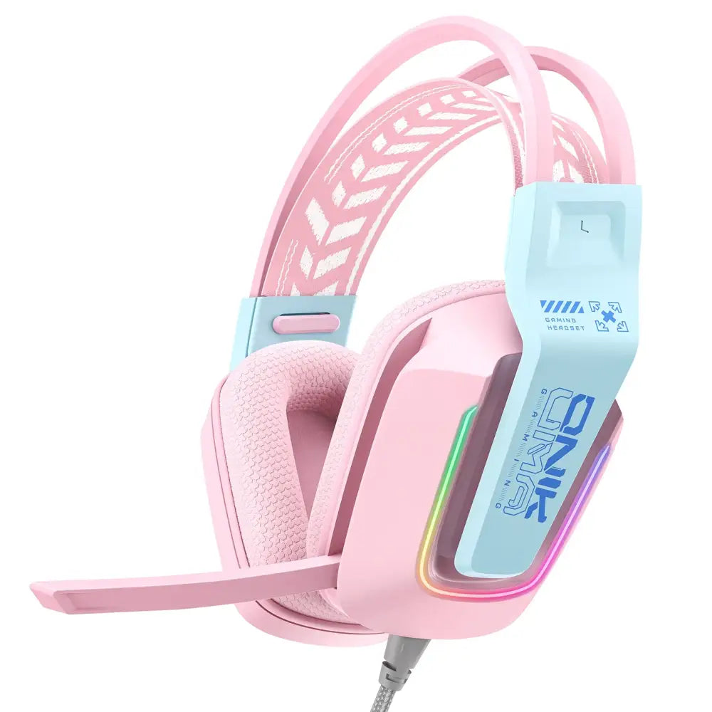 RGB Wired Gaming Headset – Over-Ear HIFI Stereo with Mic (available in 3 colours) - Pink / Headphone - 9eight5