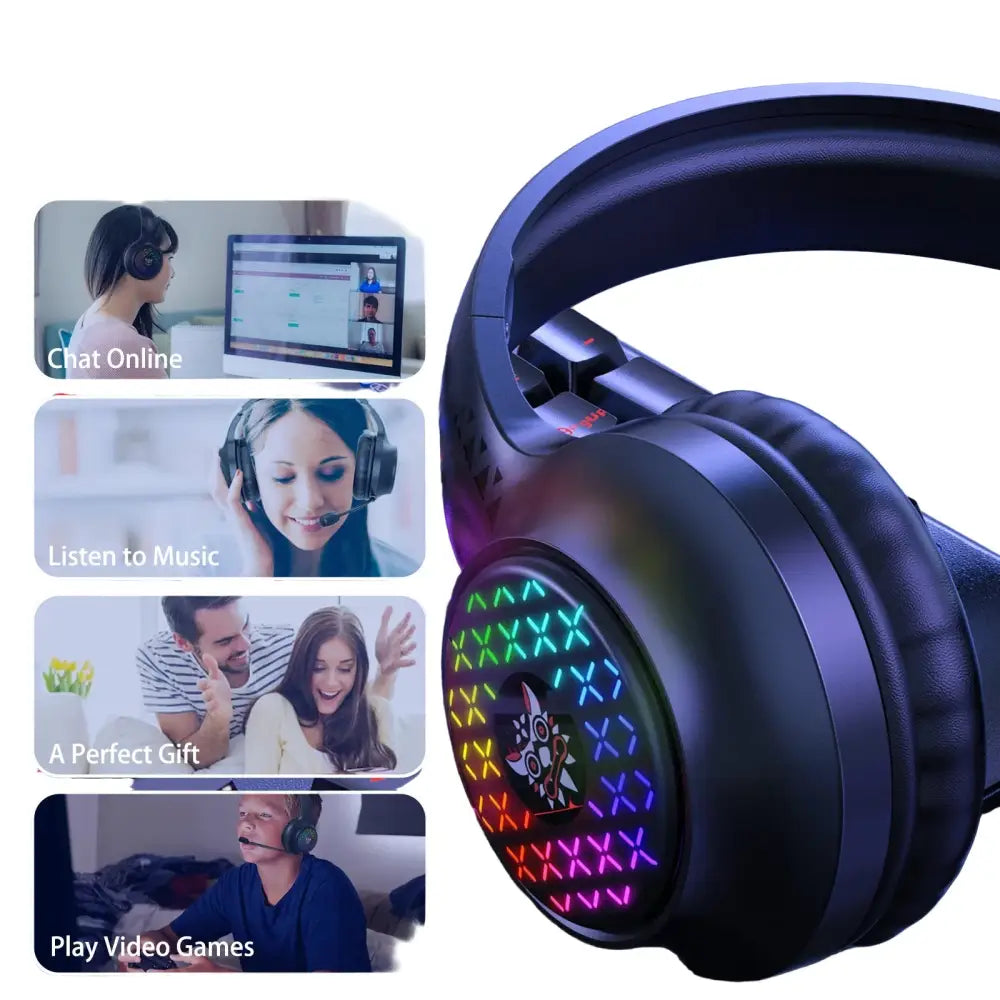 RGB Wired Gaming Headset – Over-Ear Noise-Cancelling Mic - Black / Gaming Headset - 9eight5