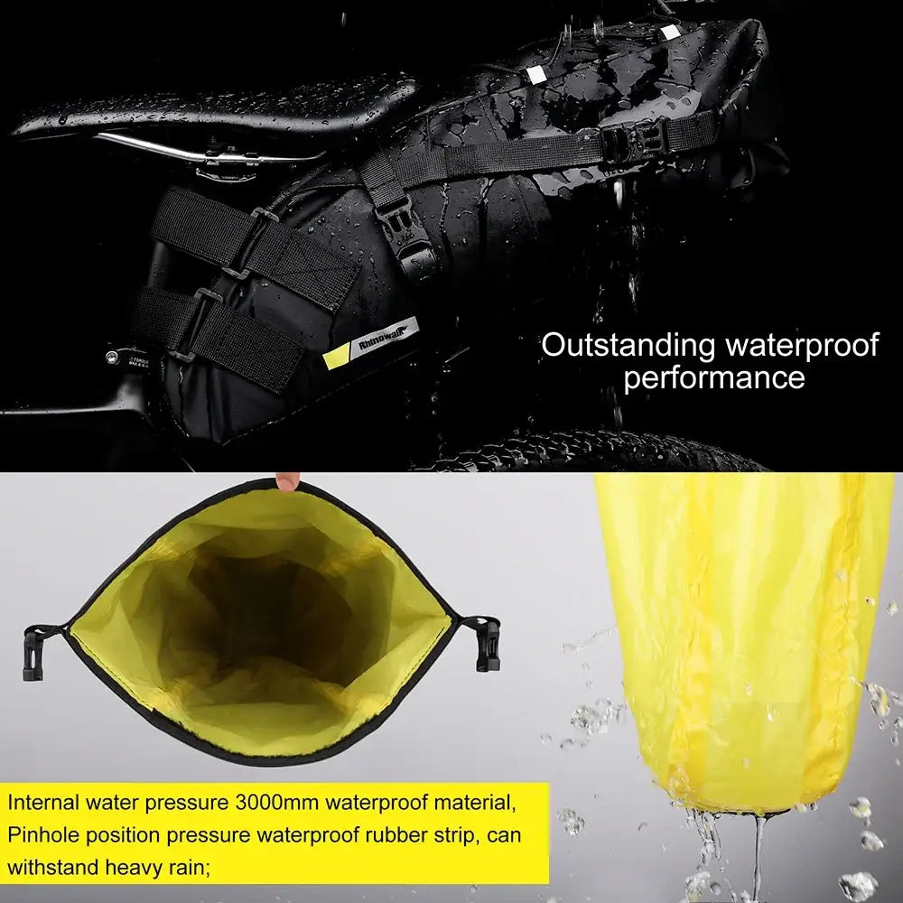 Rhinowalk Bike Bag Waterproof 10L13L Bicycle Saddle Bag Cycling Foldable Tail Rear Bag MTB Road Trunk Bikepacking