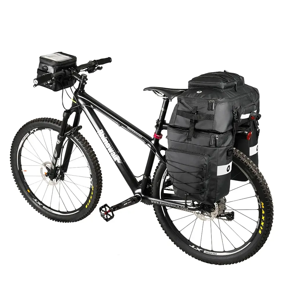 Rhinowalk Bike Pannier Bag 3 In 1 Big Capacity With Rain Cover Rear Rack Seat Trunk Bags For Mtb Road Folding Bicycles