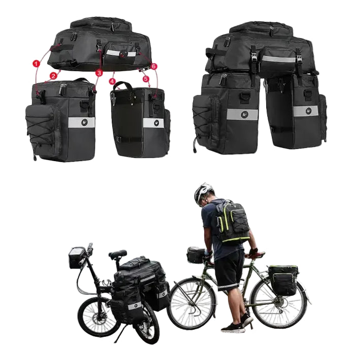 Rhinowalk Bike Pannier Bag 3 In 1 Big Capacity With Rain Cover Rear Rack Seat Trunk Bags For Mtb Road Folding Bicycles