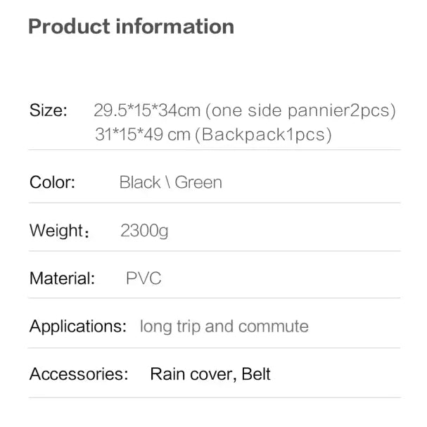 Rhinowalk Bike Pannier Bag 3 In 1 Big Capacity With Rain Cover Rear Rack Seat Trunk Bags For Mtb Road Folding Bicycles
