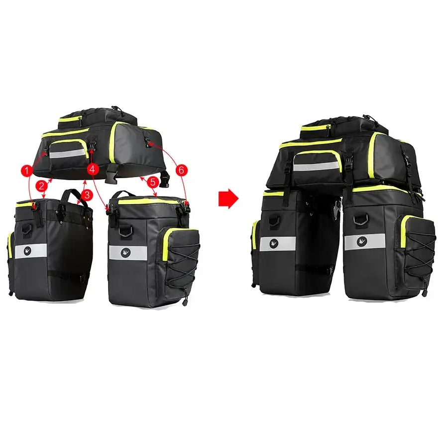 Rhinowalk Bike Pannier Bag 3 In 1 Big Capacity With Rain Cover Rear Rack Seat Trunk Bags For Mtb Road Folding Bicycles