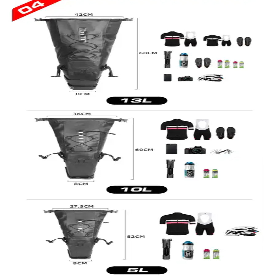 Rhinowalk Bike Saddle Bag Waterproof 5L-13L Large Capacity Foldable Tail Rear Bag Reflective Cycling MTB Trunk Pannier
