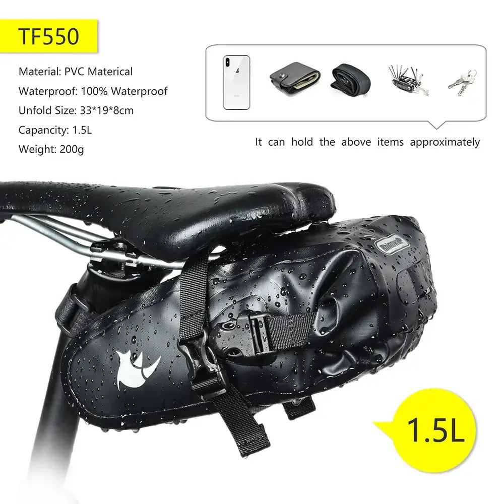 Rhinowalk Bike Saddle Bag Waterproof 5L-13L Large Capacity Foldable Tail Rear Bag Reflective Cycling MTB Trunk Pannier