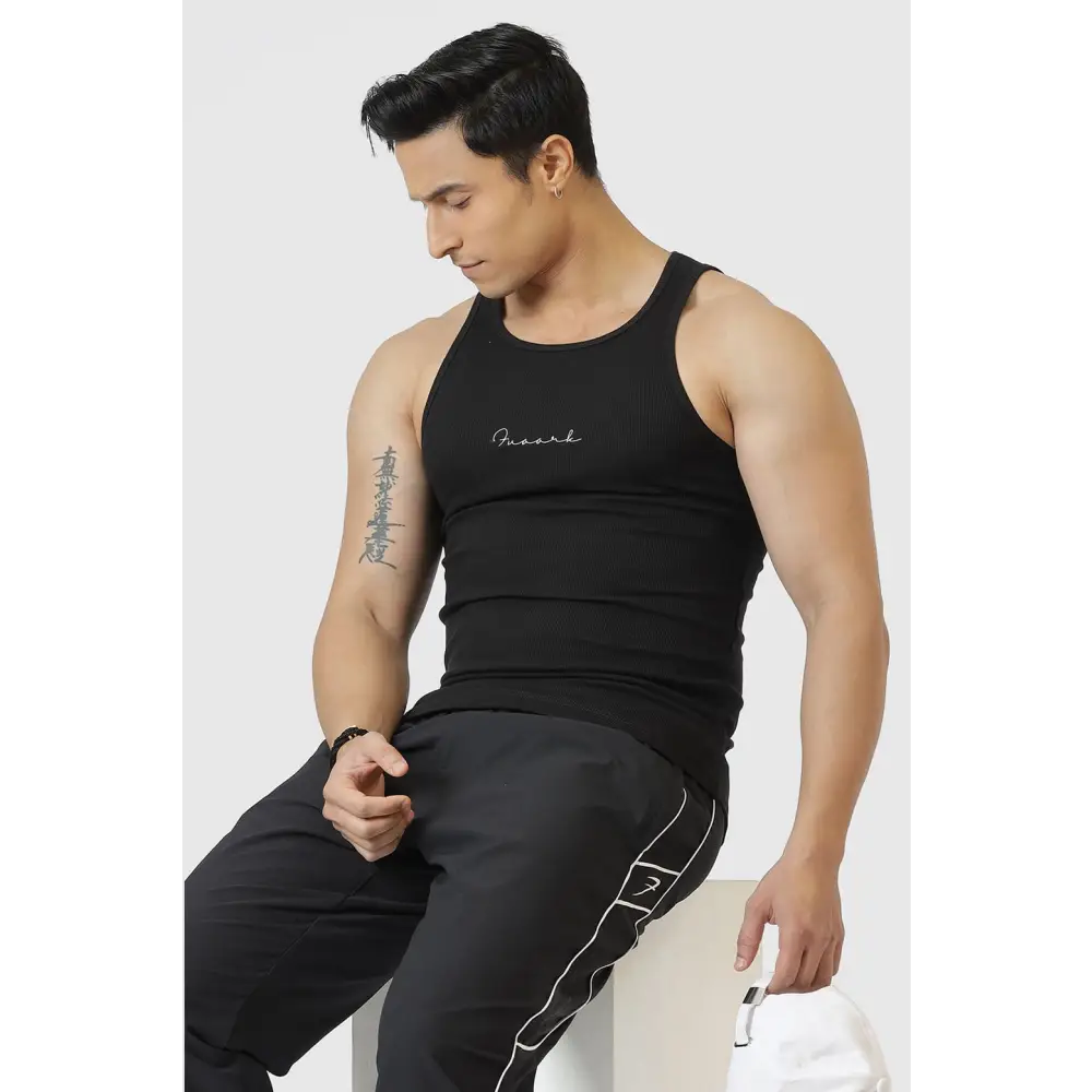 Ribbed Tank Black - Vest