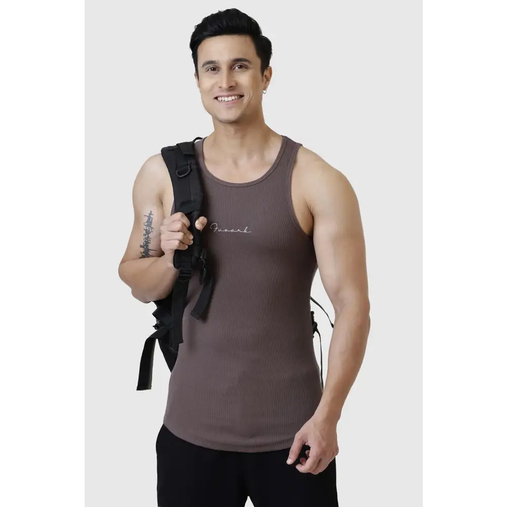 Ribbed Tank Brown - Vest