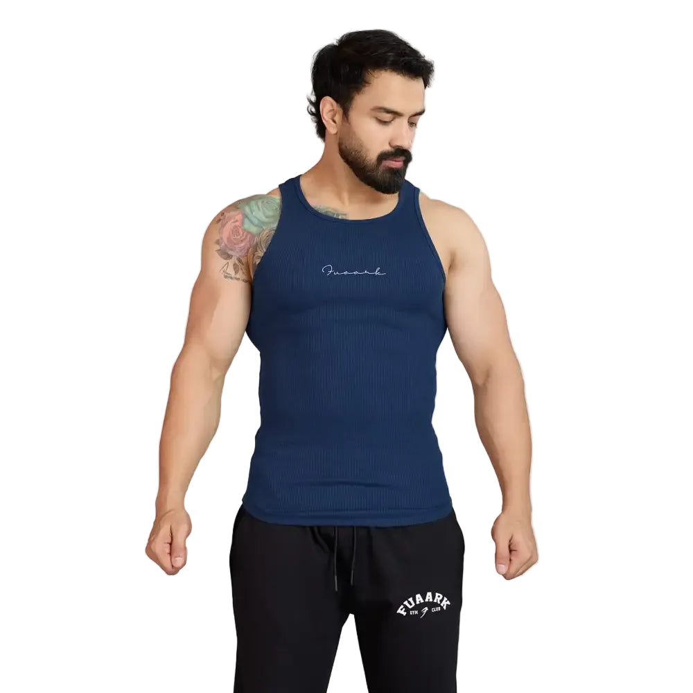 Ribbed Tank Navy - Vest