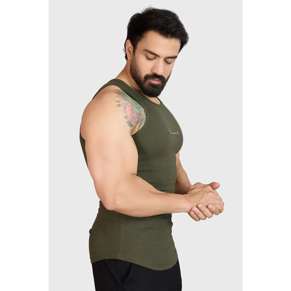 Ribbed Tank Olive - Vest