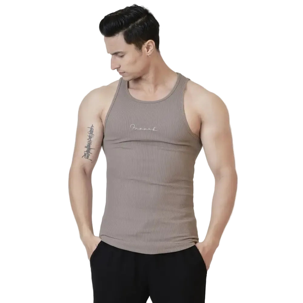 Ribbed Tank Warm Beige - Vest