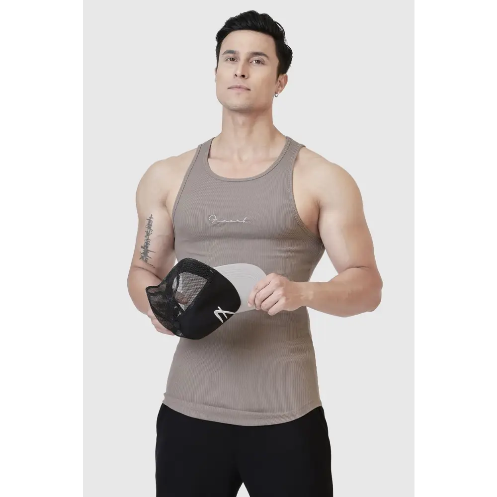 Ribbed Tank Warm Beige - Vest