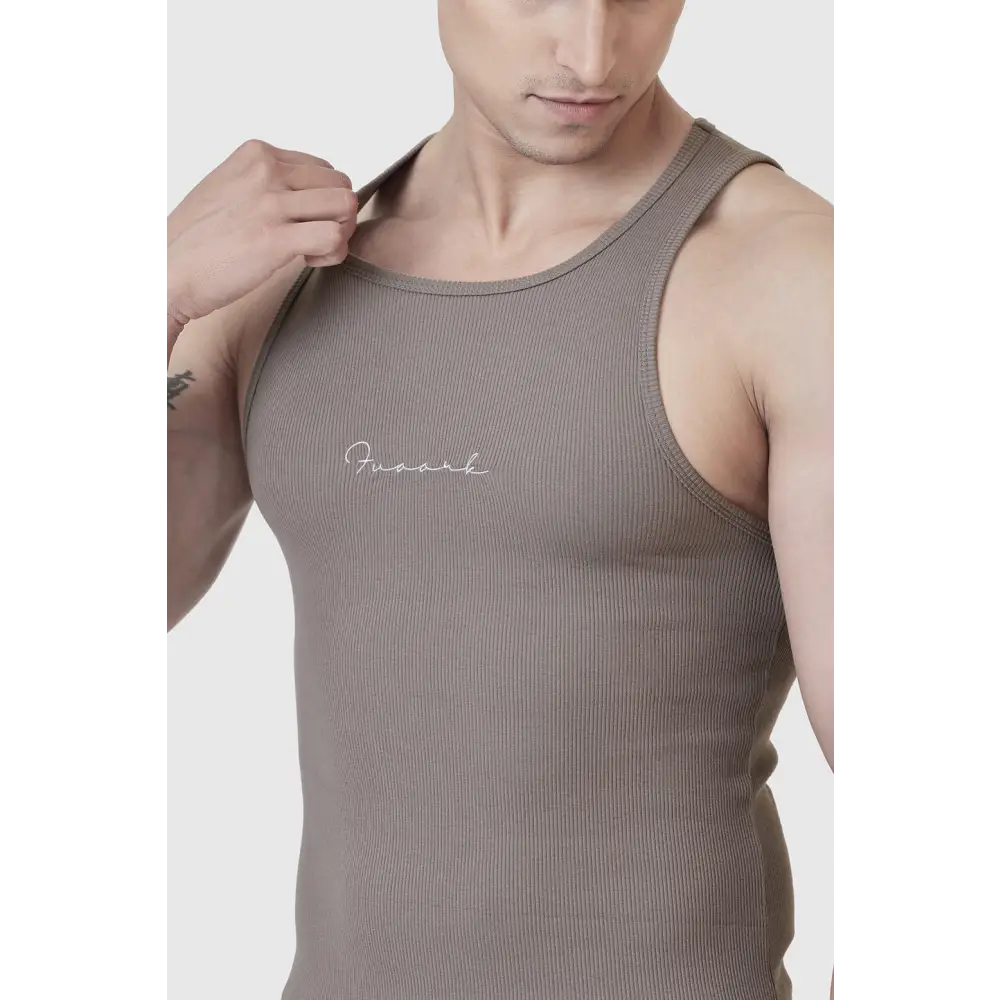 Ribbed Tank Warm Beige - Vest