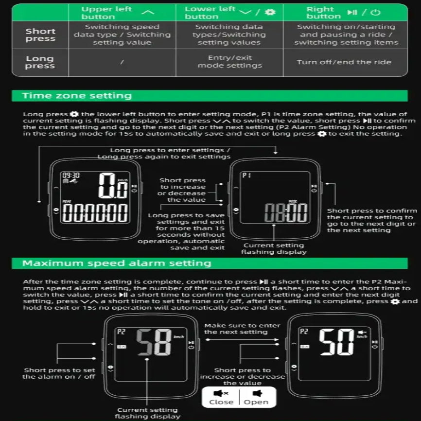 ROCKBROS Bicycle Computer Wireless Bluetooth GPS Beidou Digital Cycling Stopwatch USB IPX7 Waterproof MTB Road Bike