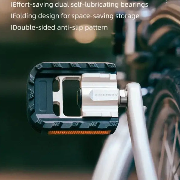 ROCKBROS Bicycle Foldable Pedals Aluminum Alloy MTB Mountain Bike Pedal Anti-slip Reflective Cycling Self-lubricating