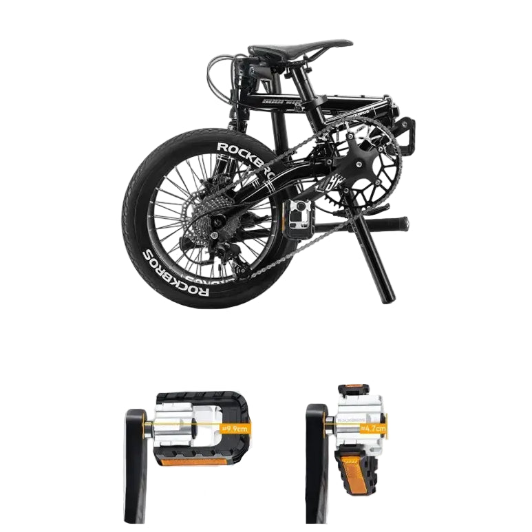 ROCKBROS Bicycle Foldable Pedals Aluminum Alloy MTB Mountain Bike Pedal Anti-slip Reflective Cycling Self-lubricating