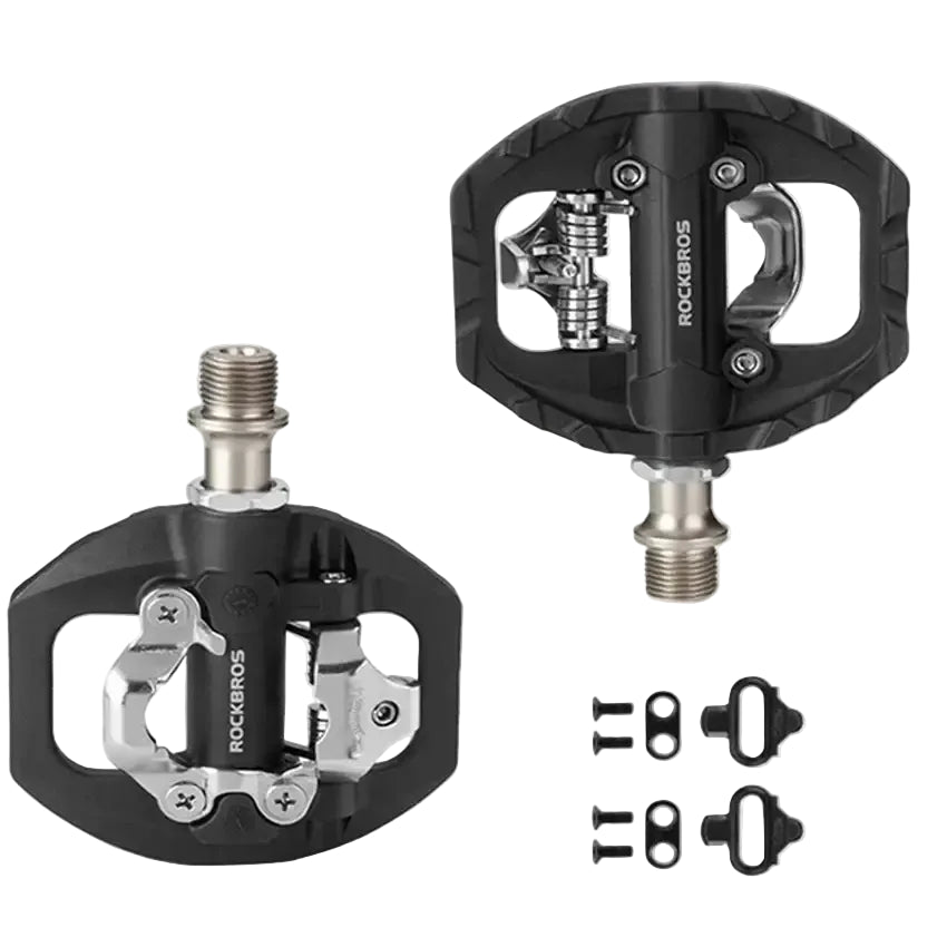 ROCKBROS Bicycle Lock Pedal 2 In 1 Anti-slip Lock Nylon Pedal MTB Bike Pedals Flat Cleat Platform Shimano SPD Bike