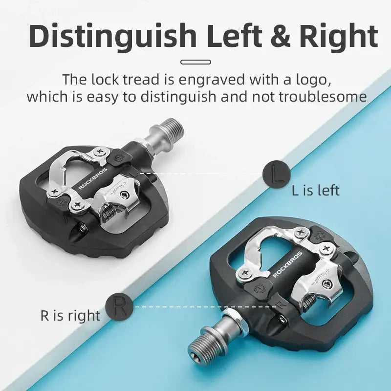 ROCKBROS Bicycle Lock Pedal 2 In 1 Anti-slip Lock Nylon Pedal MTB Bike Pedals Flat Cleat Platform Shimano SPD Bike