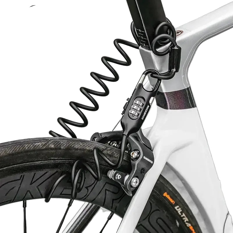 ROCKBROS Bicycle Lock Portable Anti-theft Bike Mini 3 Digit Password Lock Durable Steel Cable Safety Helmet Bike Frame