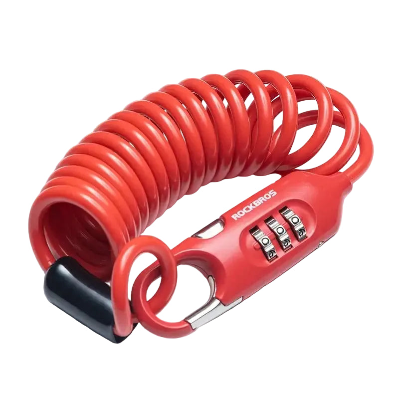ROCKBROS Bicycle Lock Portable Anti-theft Bike Mini 3 Digit Password Lock Durable Steel Cable Safety Helmet Bike Frame
