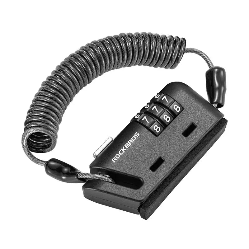 ROCKBROS Bicycle Mini Lock Portable 3-Digit Password Cable Lock Cycling Helmet Lock Safety Steel Wire Lock MTB Bike