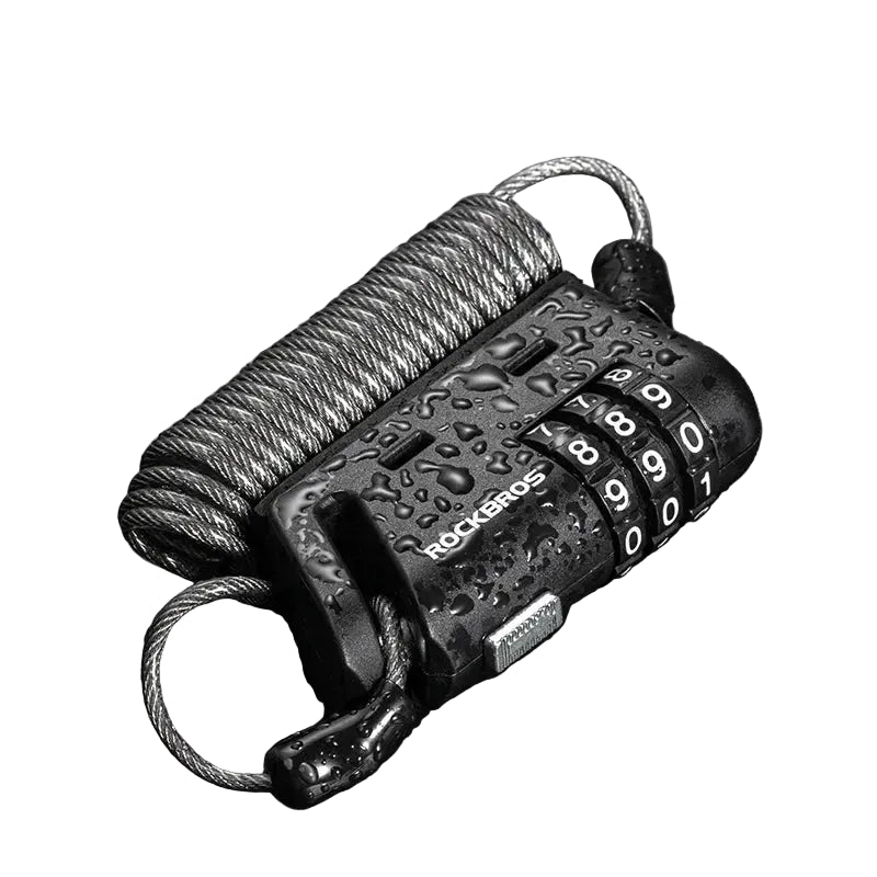 ROCKBROS Bicycle Mini Lock Portable 3-Digit Password Cable Lock Cycling Helmet Lock Safety Steel Wire Lock MTB Bike