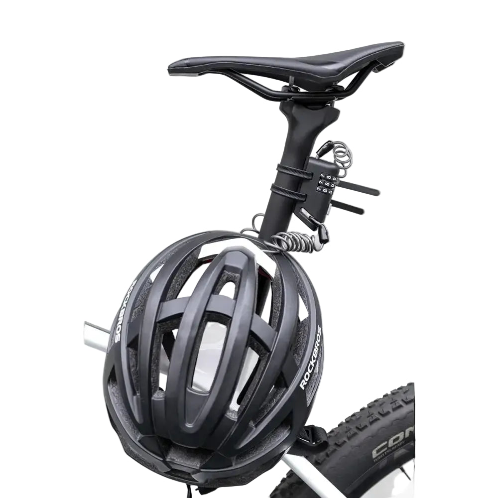ROCKBROS Bicycle Mini Lock Portable 3-Digit Password Cable Lock Cycling Helmet Lock Safety Steel Wire Lock MTB Bike