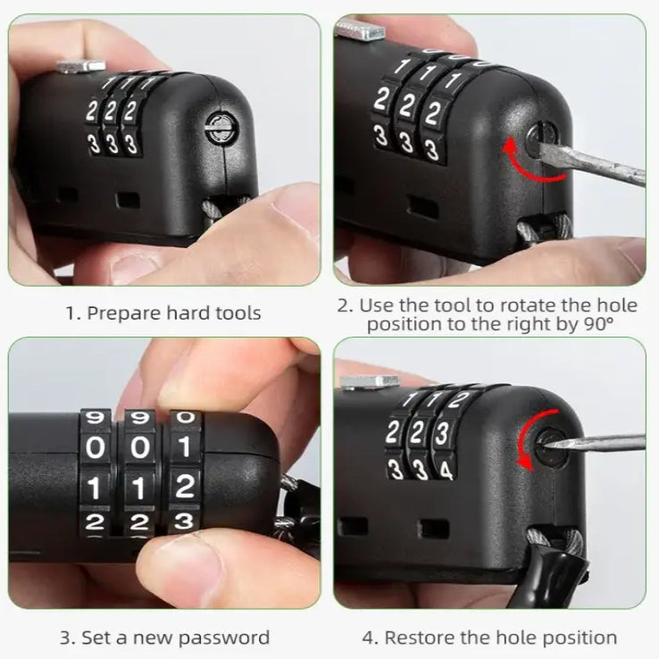 ROCKBROS Bicycle Mini Lock Portable 3-Digit Password Cable Lock Cycling Helmet Lock Safety Steel Wire Lock MTB Bike