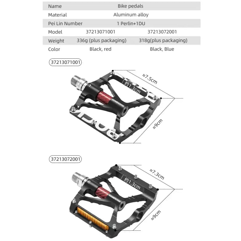 ROCKBROS Bicycle Pedals Alloy Bearings Cycling Pedals Platform Bike Flat Pedal Pedals Reflective Anti-slip MTB Bike