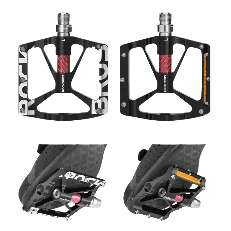 ROCKBROS Bicycle Pedals Alloy Bearings Cycling Pedals Platform Bike Flat Pedal Pedals Reflective Anti-slip MTB Bike