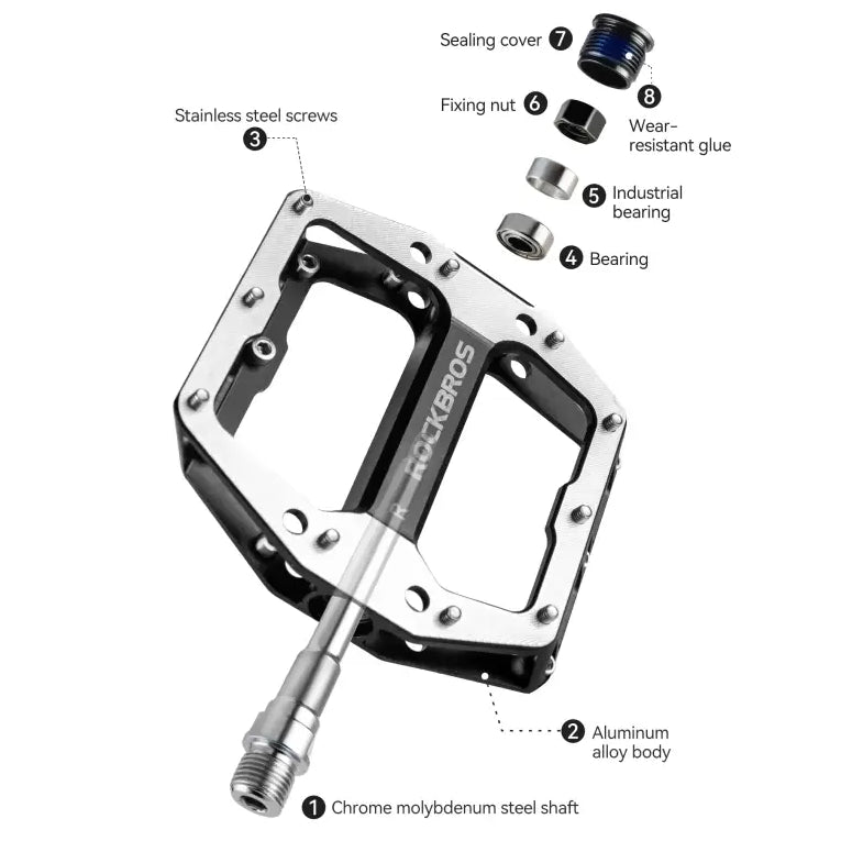 ROCKBROS Bicycle Pedals Aluminum alloy Sealed Bearing Pedal Lightweight Mtb Road Bike Platform Pedals Non-Slip Dustproof