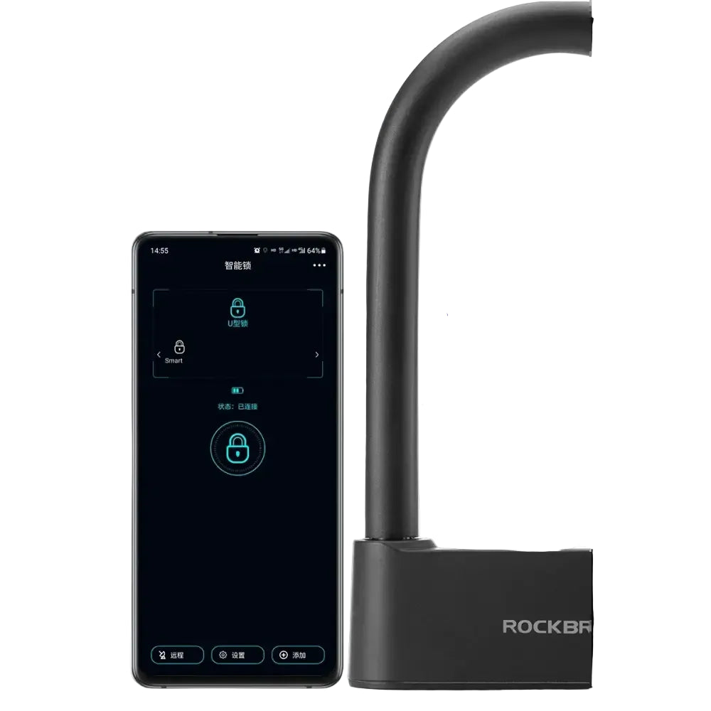 ROCKBROS Bicycle Smart Lock Bluetooth Fingerprint Unlock Waterproof High Strength Steel Alloy Anti-theft U-Lock Bike