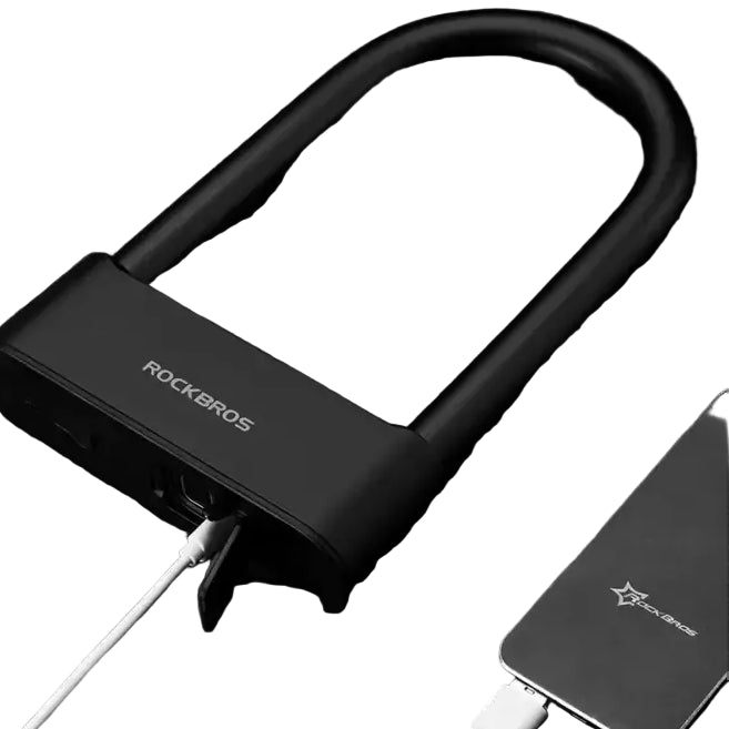 ROCKBROS Bicycle Smart Lock Bluetooth Fingerprint Unlock Waterproof High Strength Steel Alloy Anti-theft U-Lock Bike