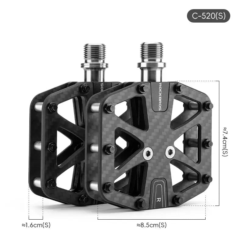 ROCKBROS Bike Pedal 3-Bearing Ultra-Light Carbon Fiber Pedals Anti-slip Waterproof Road Mountain Bicycle Pedal Cycling